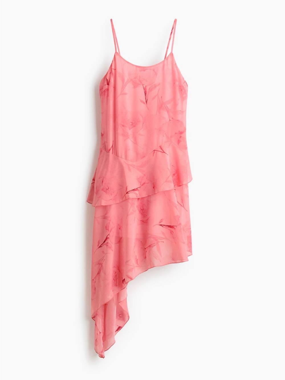 H&M Divided Pink Asymmetrical Layered Chiffon Dress